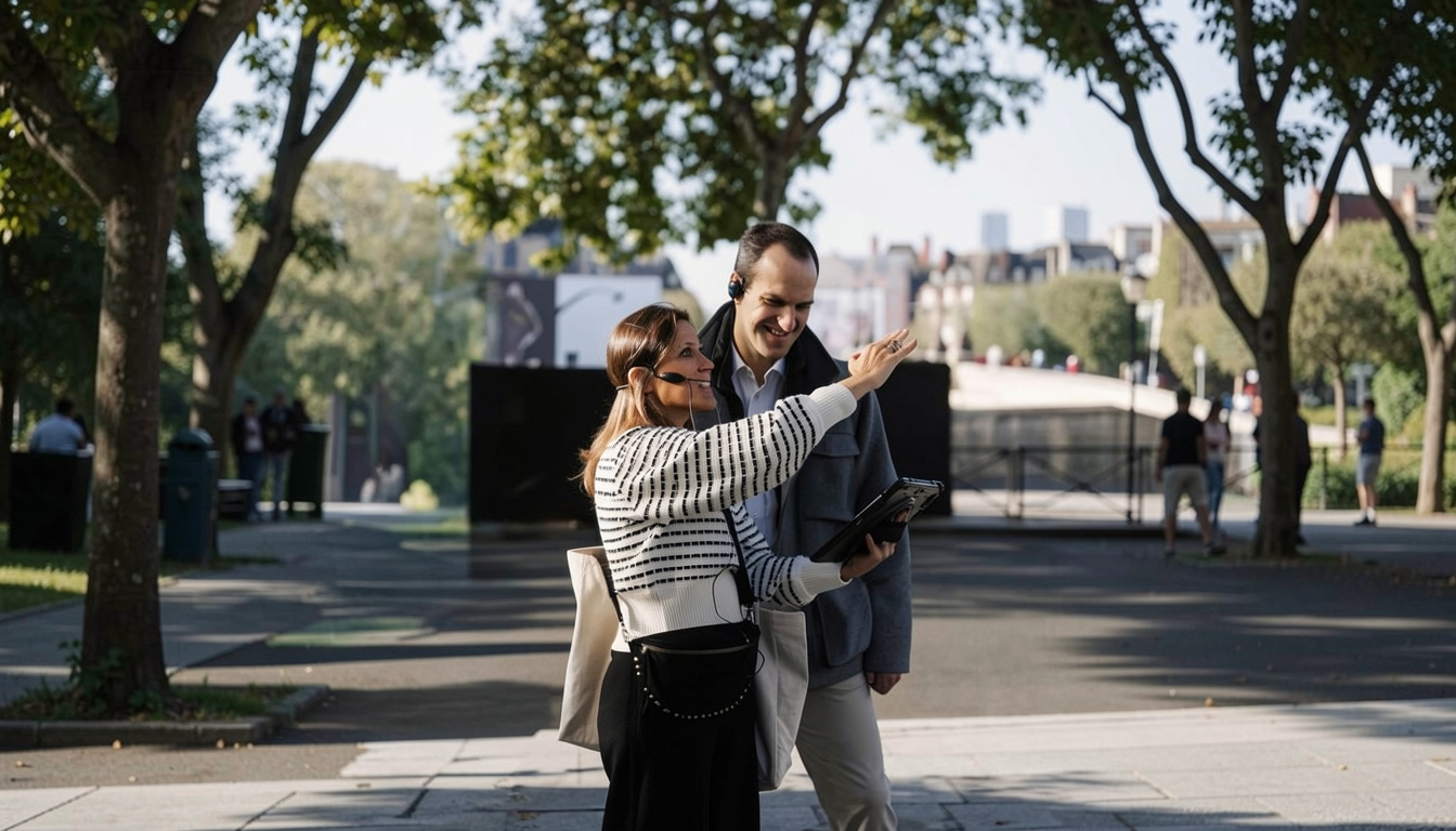 Guide Ma Visite Privée accompagnant deux professionnels lors d'une visite privée à Paris pour entreprise